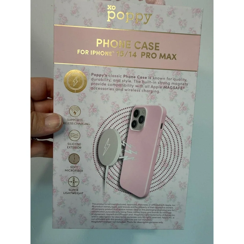 XO Poppy iPhone 15 14 Pro Max MagSafe Silicone Case Pink Protective Cover